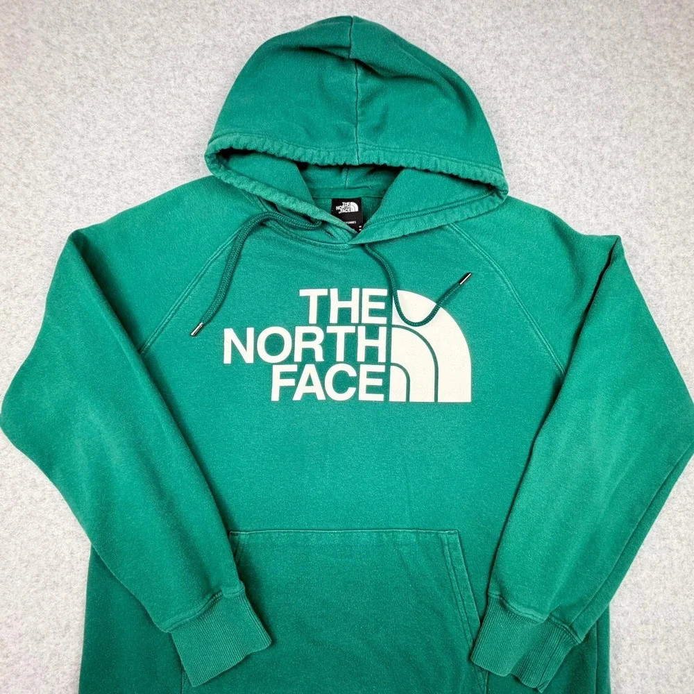 The North Face Womens Green Logo Pullover Hoodie Sweatshirt Size Medium